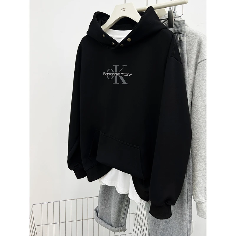 重磅oversize连帽卫衣女秋冬2024年新款宽松休闲百搭排扣帽衫上衣