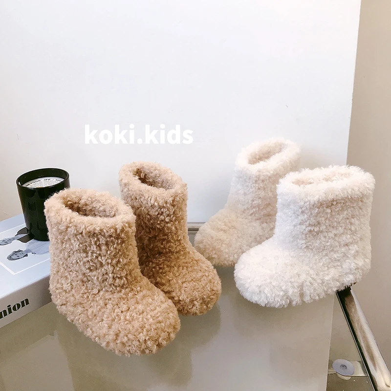 可吉韩版女童雪地靴2023冬季新款儿童棉鞋保暖加绒宝宝毛毛鞋女潮