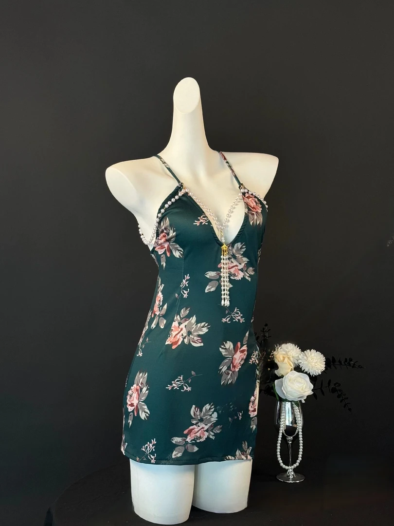 中式复古碎花睡裙美背性感女士气质网红轻奢时尚夏季