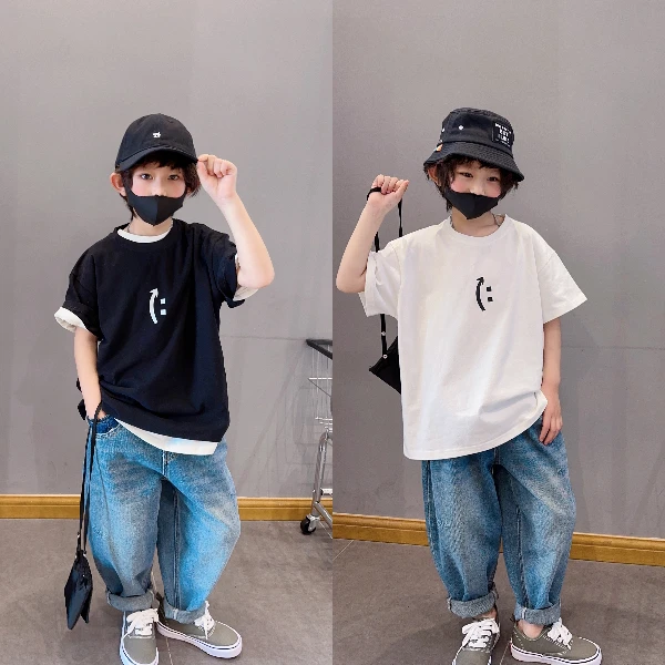 自制款男童春季长袖T恤2023中大童新款舒适透气百搭休闲儿童春装T