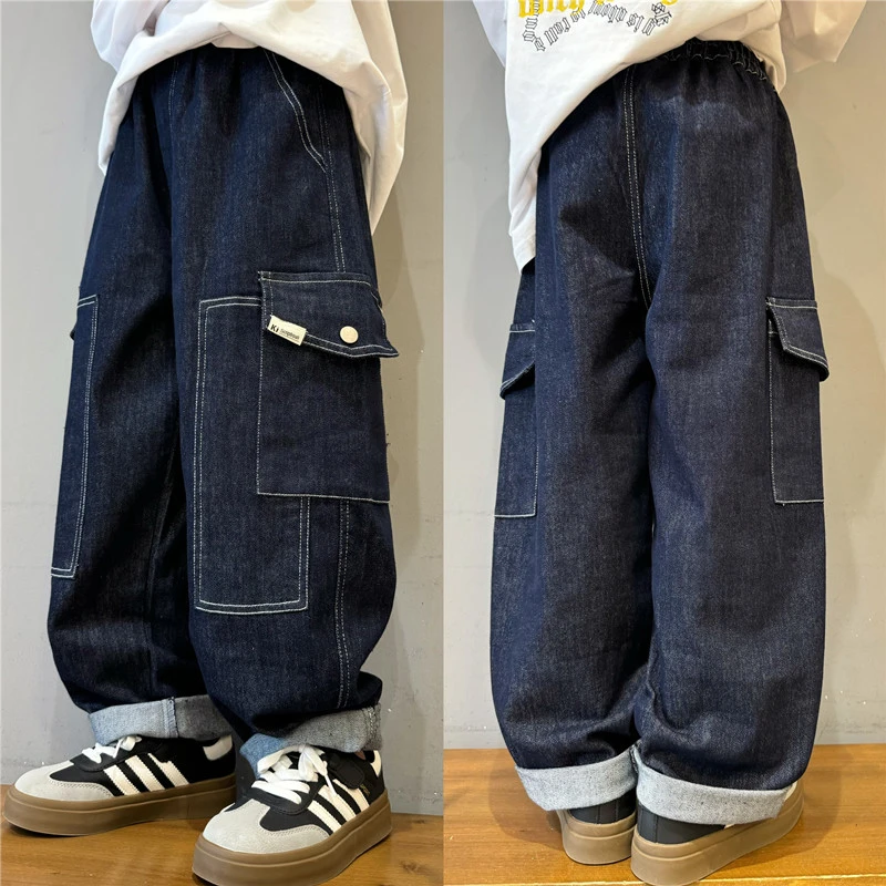 男童秋冬款工装牛仔裤宽松版新款