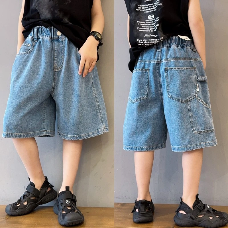 男童夏季新款牛仔中裤宽松休闲版阔腿薄款中大童儿童休闲五分裤潮