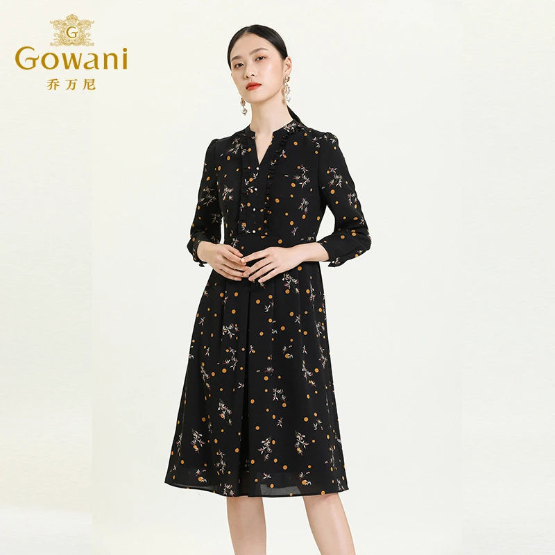 商场同款连衣裙气质显瘦新品女装设计感显瘦碎花中长裙ES3E526503