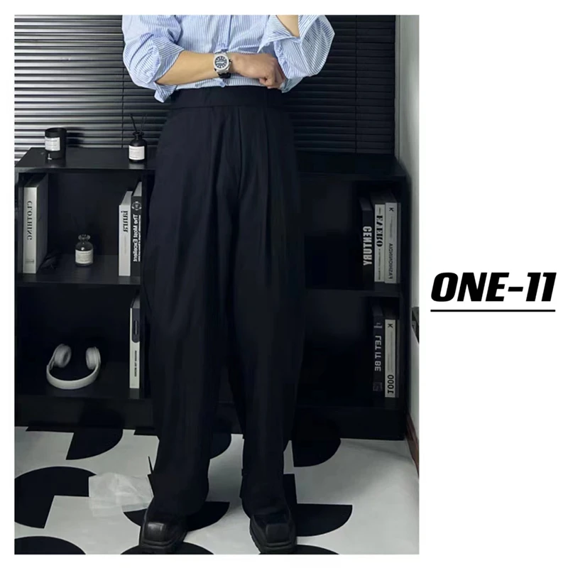 断码特价！！显瘦商务休闲裤垂感高腰宽松直筒拖地裤男士阔腿长裤