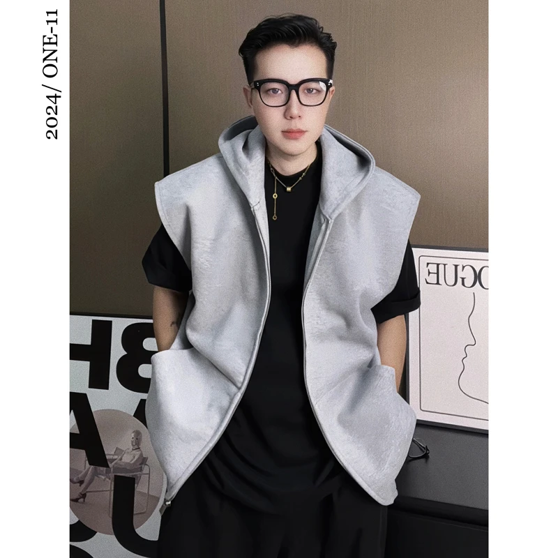 宽松版型秋季马甲男马夹韩版潮牌日常休闲搭配外套搭配灰白简约