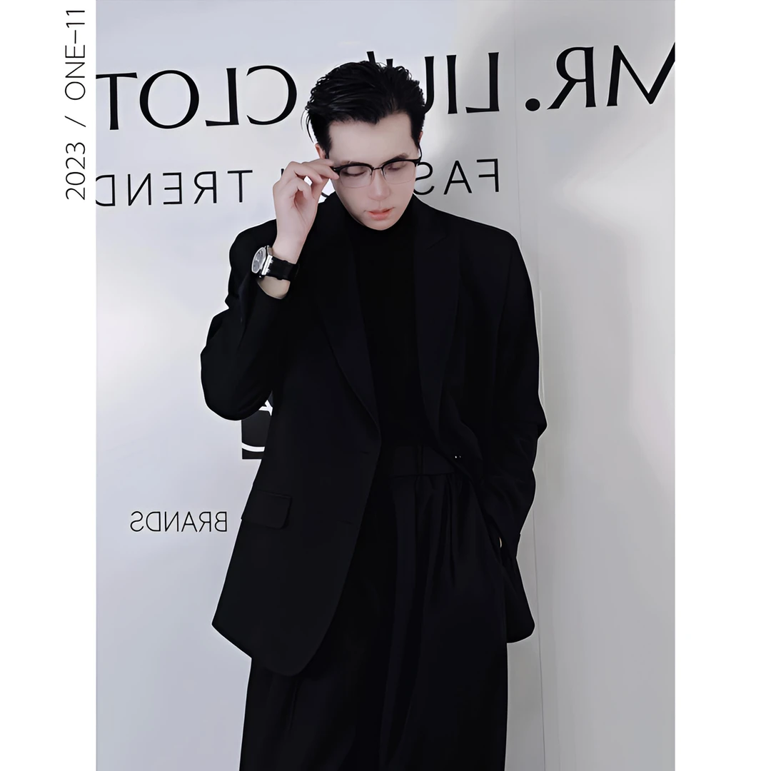 宽松版型新款高级高档百搭休闲西装男正装西服黑色大码修身男装