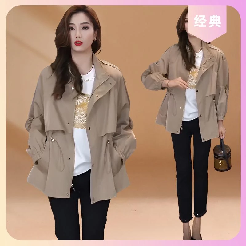 2025春秋新款高级感风衣外套女休闲工装小个子收腰设计感夹克上衣