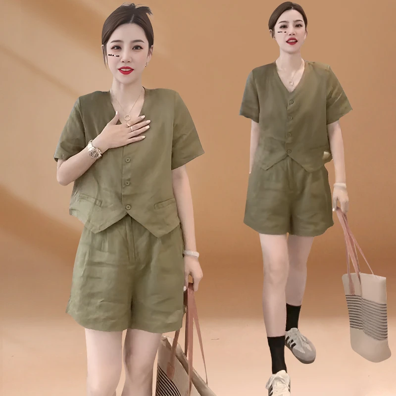 别致绝美新中式套装2025夏季新款单排扣短袖上衣短裤气质两件套女