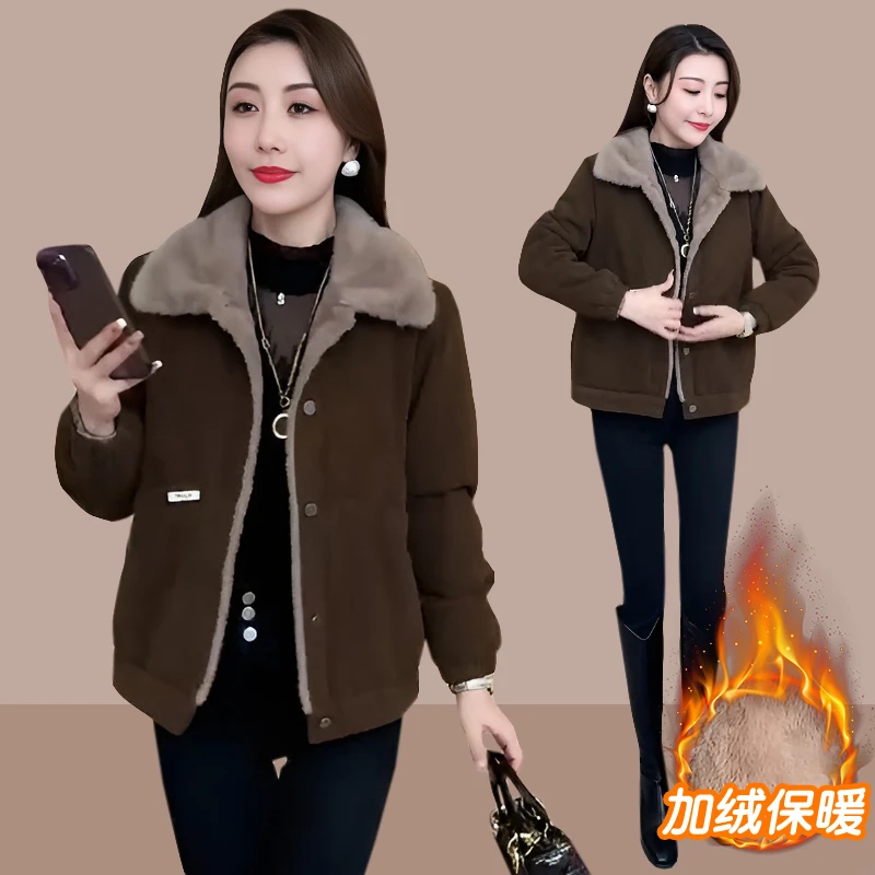 短款外套女2025秋冬季新款时尚百搭小个子宽松加绒保暖夹克上衣女