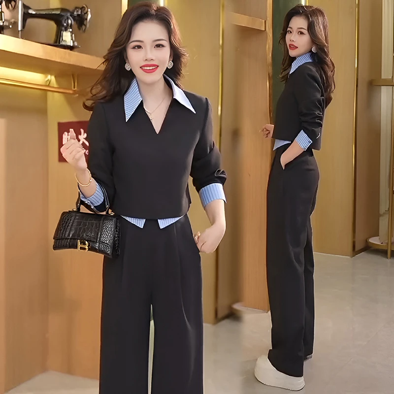 欧货高端休闲运动套装女春秋2025新款时尚设计感上衣阔腿裤两件套