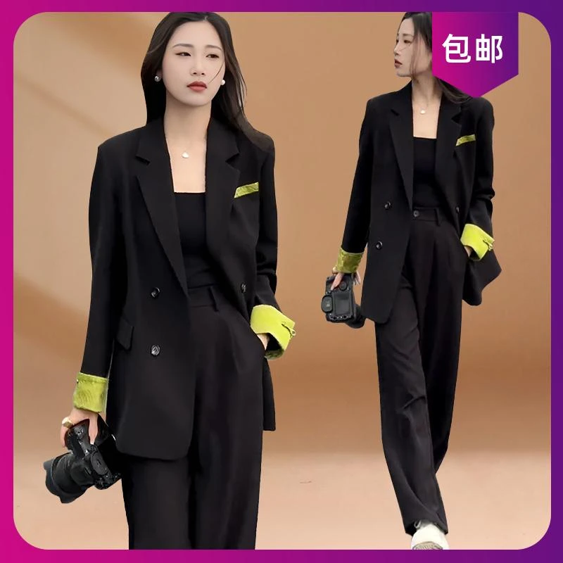 盘扣拼接女2025年上衣撞色超好看西装外套西服独特复古女新款春秋