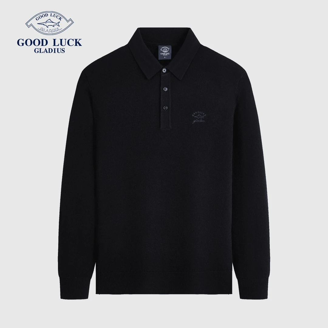 德鲨鲨鱼羊毛衫秋冬新款翻领柔软亲肤保暖上衣-L2T43601