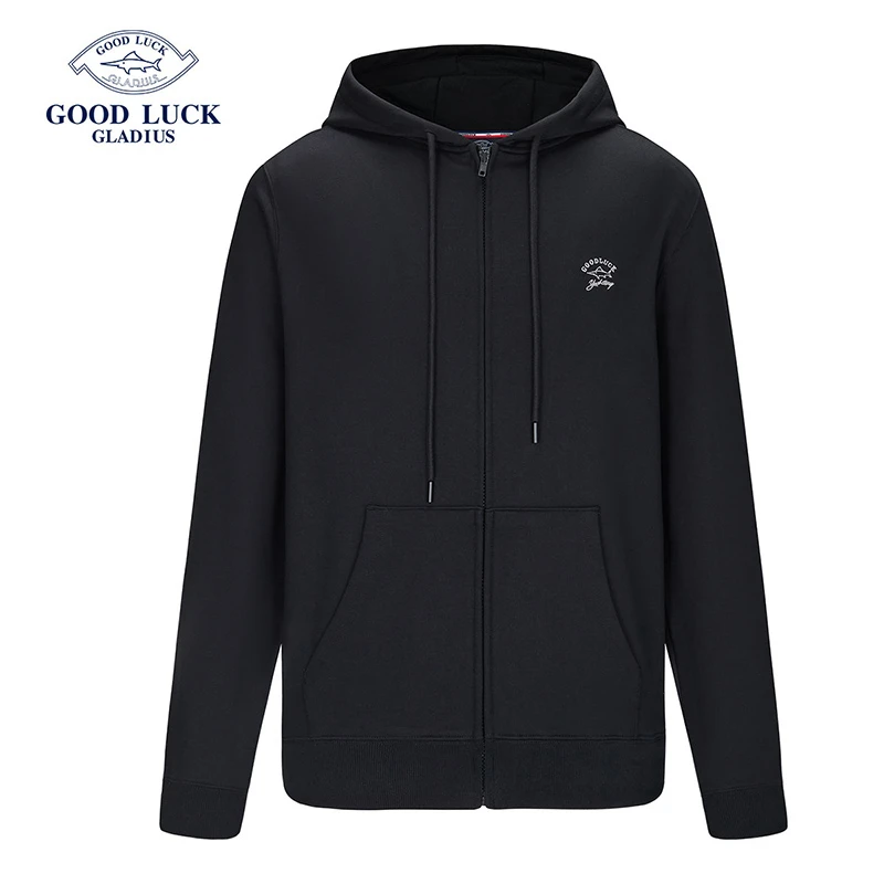 GOOD LUCK德鲨春秋季时尚宽松连帽卫衣开衫长袖休闲外套-DR22008
