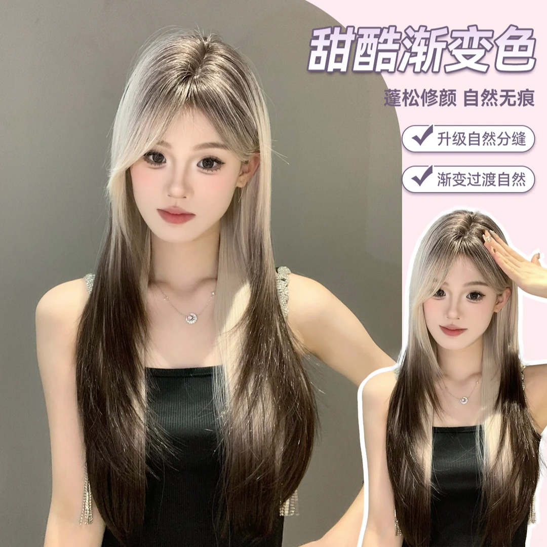 【魅影】崽崽假发假发长直发网红日常lolita氛围感齐刘海全头套