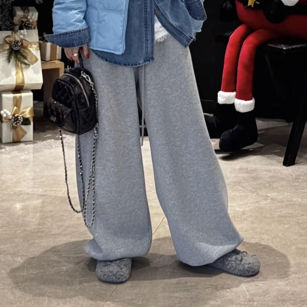 暖暖卫裤～韩版直筒阔腿裤加绒卫裤