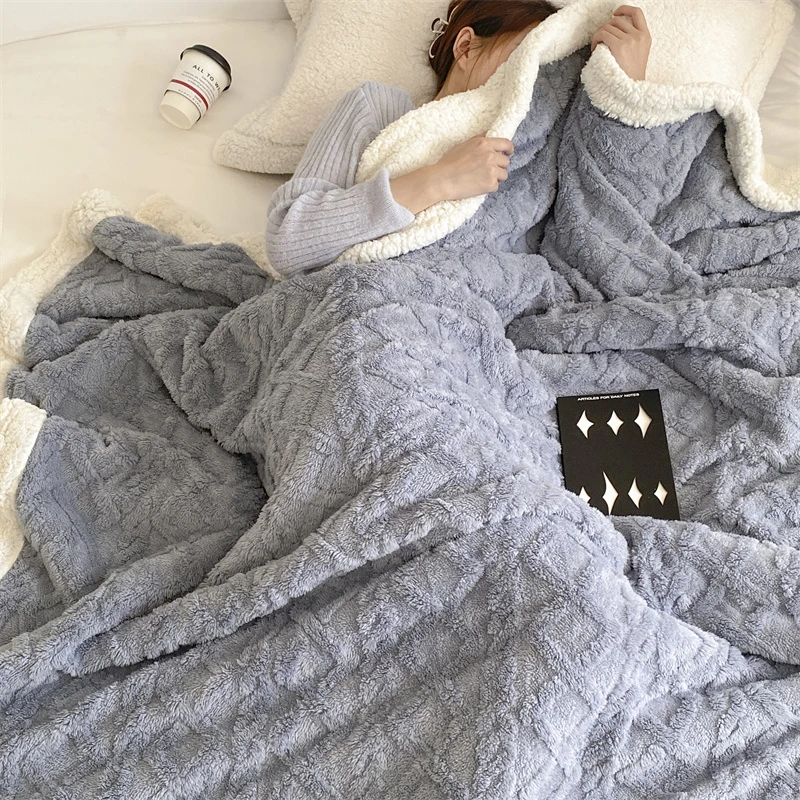 ins风羊羔绒毛毯冬季立体塔芙绒加厚加绒双层多功能沙发毯盖毯