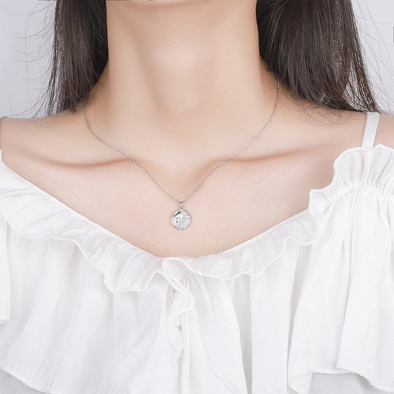 坠链均925银合成锆石 925纯银项链百搭女款轻奢时尚高级感福龙牌