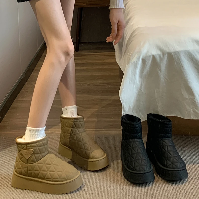 贾不假超火棉靴女2023年冬季新款百搭气质舒适保暖防滑厚底雪地靴