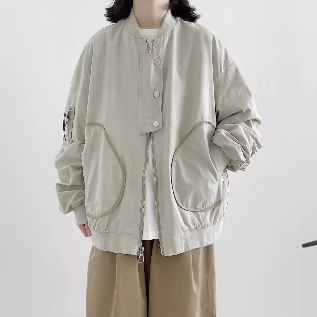 美式复古cityboy工装棒球服夹克男女生纯色飞行员冲锋衣外套百搭