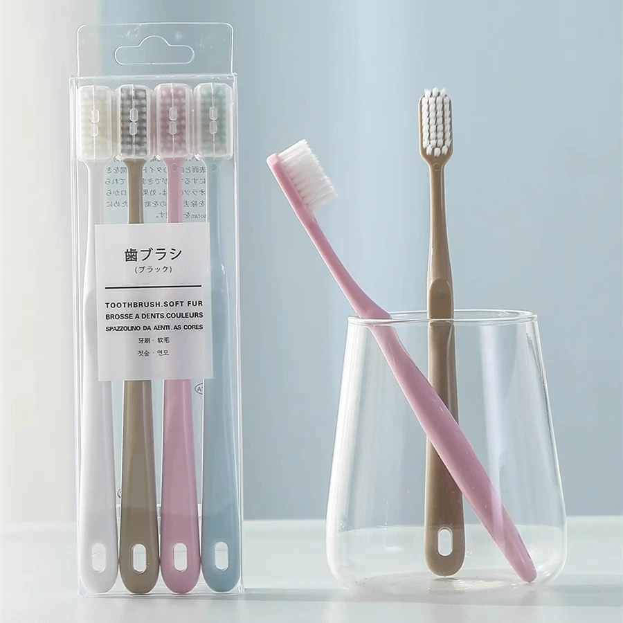 三盒12支牙刷中软毛牙刷套装高档日式小头家用大人学生保护套便携
