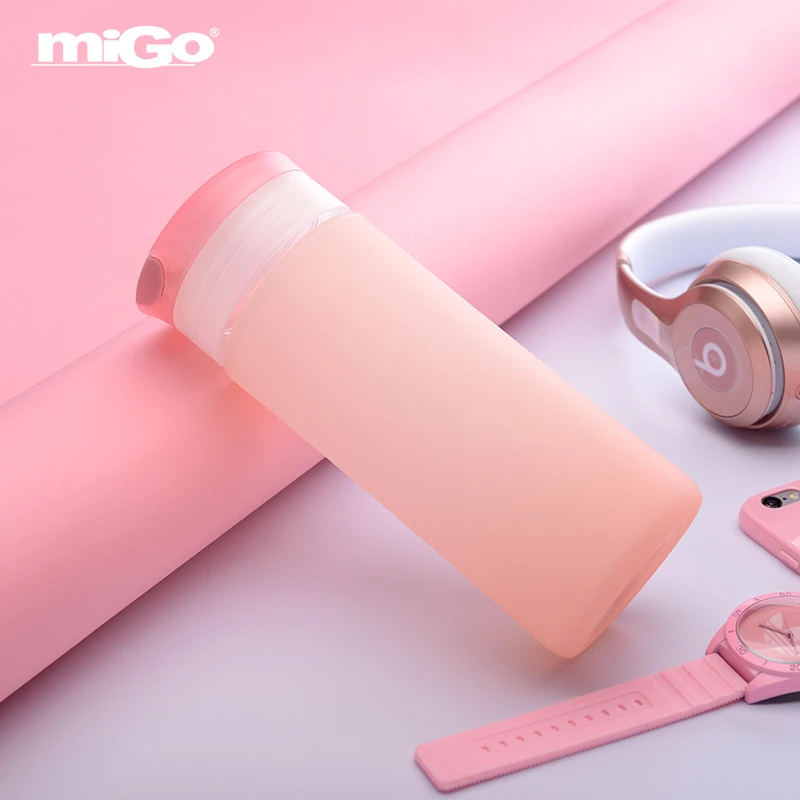 migo便携玻璃杯女耐热防摔水杯拎手绳ins可爱随手杯茶水杯