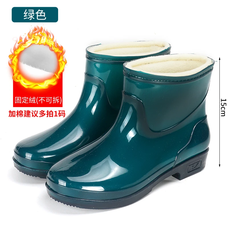 时尚雨鞋女外穿防水防滑网红水鞋短筒日系厚底胶鞋耐磨保暖厨房鞋