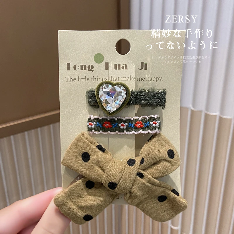 复古高级感气质蝴蝶结爱心水钻发夹女后脑勺刘海碎发前额边夹发饰