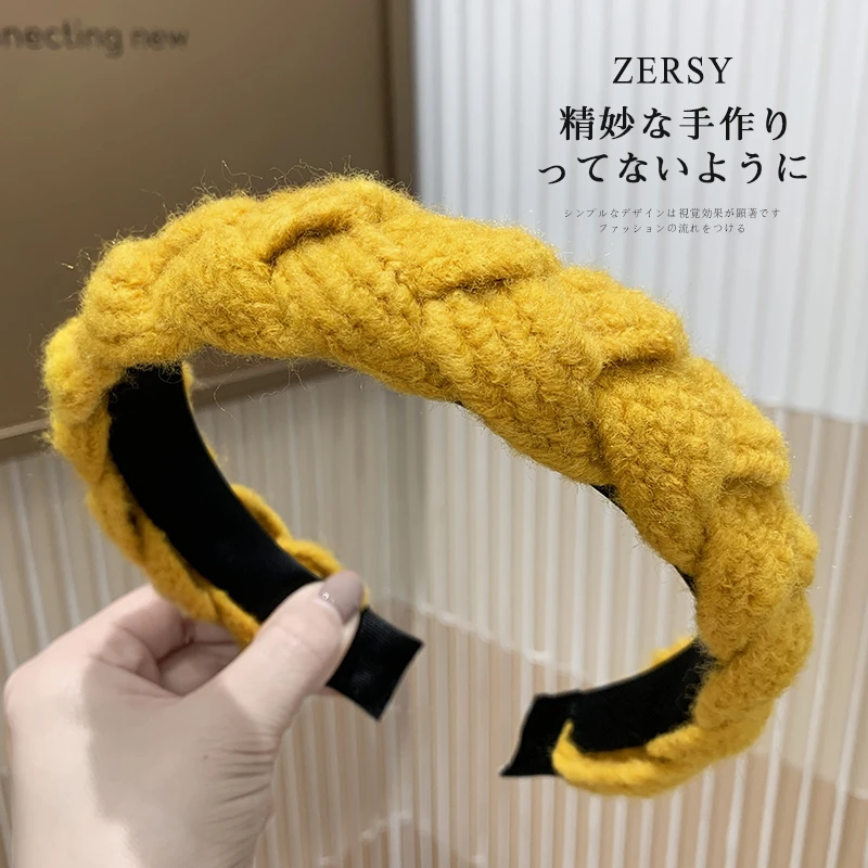 Zersy/佐希百搭韩国气质秋冬毛线麻花压发外出发箍