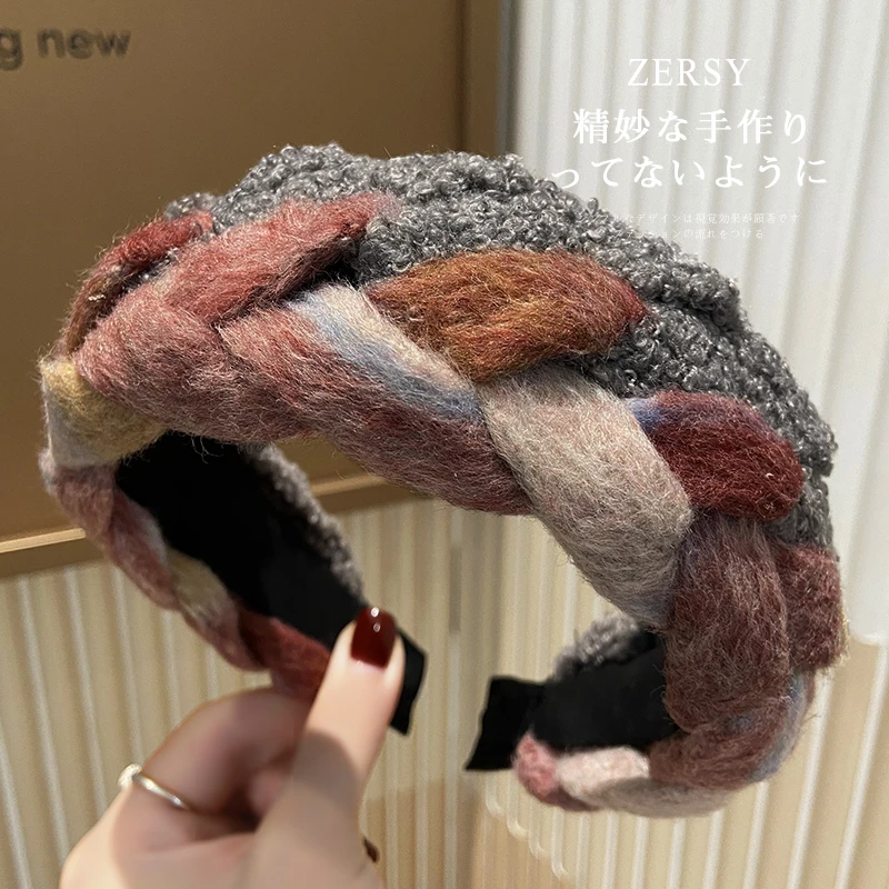 2025新款波西米亚秋冬麻花编织发箍女高颅顶头箍宽边复古发卡发饰