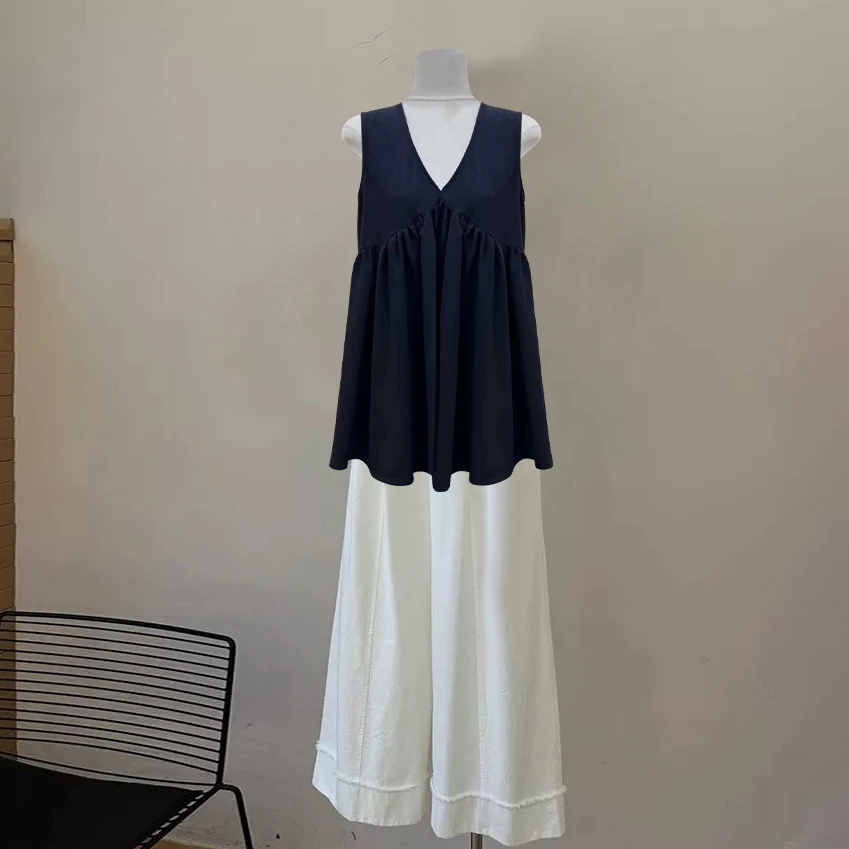 2024年夏季新款女装气质慵懒风高级感衬衫上衣百搭宽松阔腿长裤潮