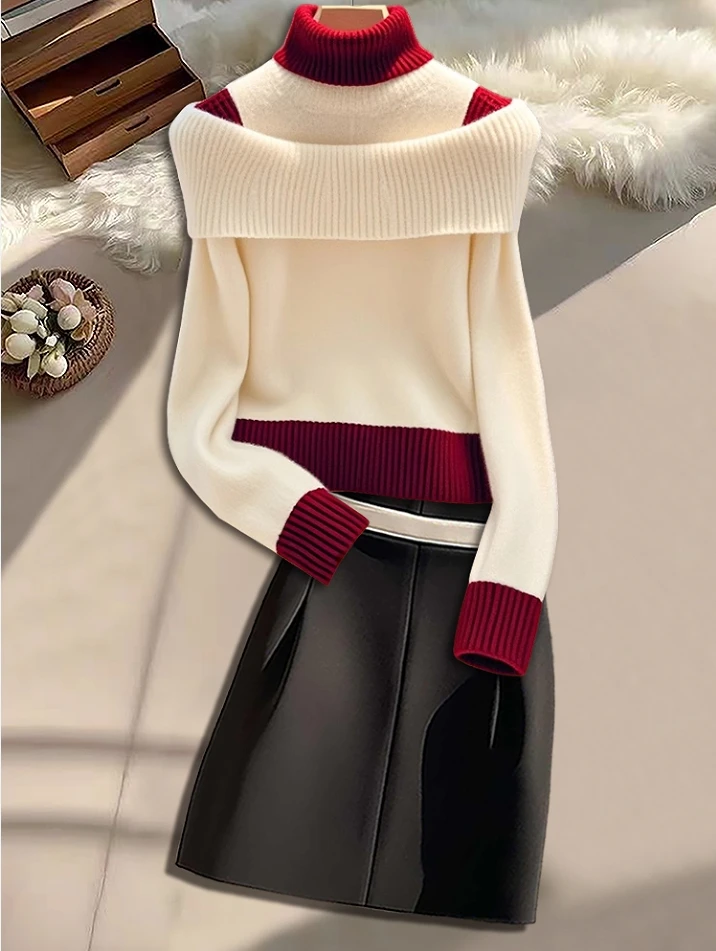 欧洲站秋季2024新款女装复古港风高级感毛衣套装半身裙针织两件套