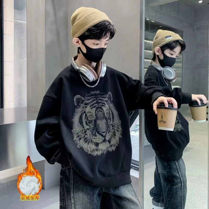 【加绒】卫衣上衣童装男童洋气宝宝中大童韩版冬季保暖秋款圆领宽松