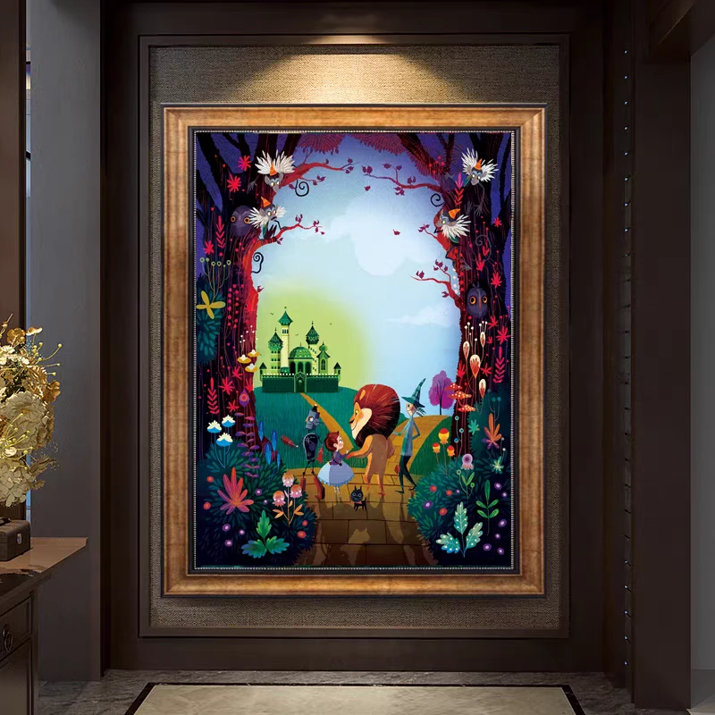 纯手工绣好的十字绣成品不带框 动物乐园十字绣卧室过道挂画