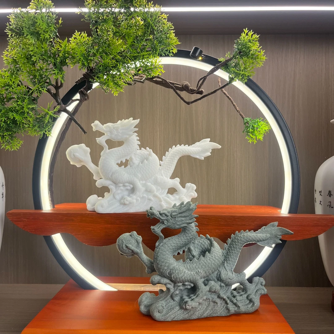 祥龙戏珠 鱼缸造景茶桌摆件瑞兽摆件水池造景茶桌茶宠精美摆件