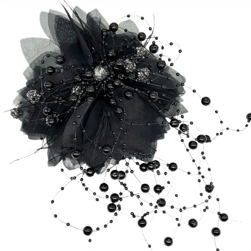 秋日新风尚牡丹珠流苏发夹显发量蓬松高颅顶时尚高颅顶神器测评