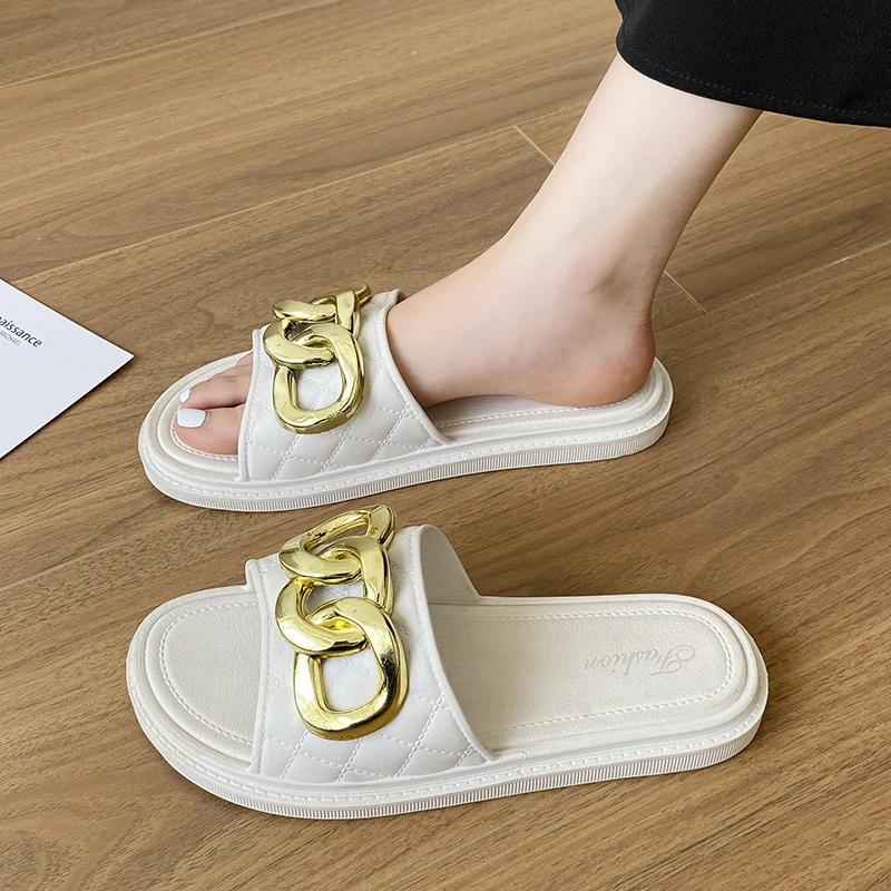 新款网红时尚百搭夏季软底外穿厚底一字拖女防滑平底ins凉拖鞋女