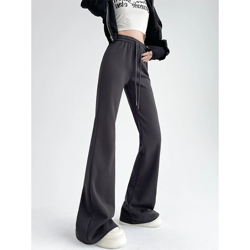 显瘦微喇叭裤女2024新款宽松高腰垂感马蹄裤显高百搭休闲美式卫裤