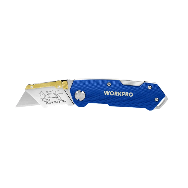 WORKPRO/万克宝蓝色铝柄折叠刀 五金工具(微瑕处理带包装)