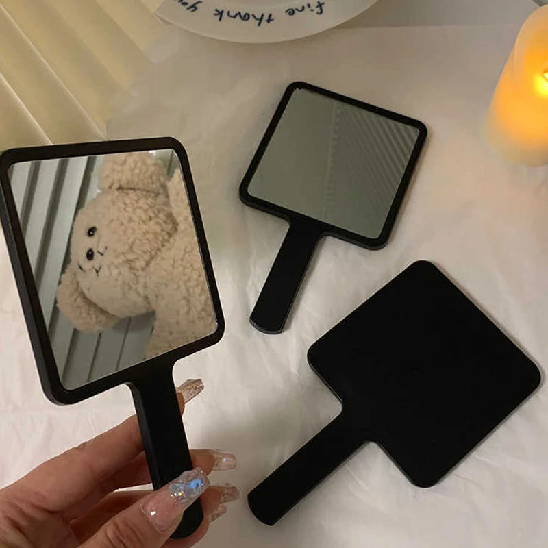 韩国ins风简约手柄镜子高级便捷补妆镜少女心小镜子手持化妆镜子