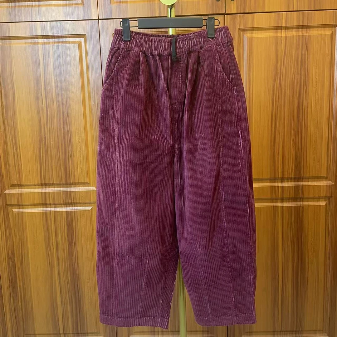 【50玫瑰】出口日单女裤条绒休闲百搭长裤松紧腰中腰裤子