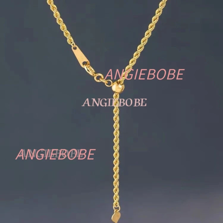 【ab】18K金万能调节粗麻花项链60cm#9724