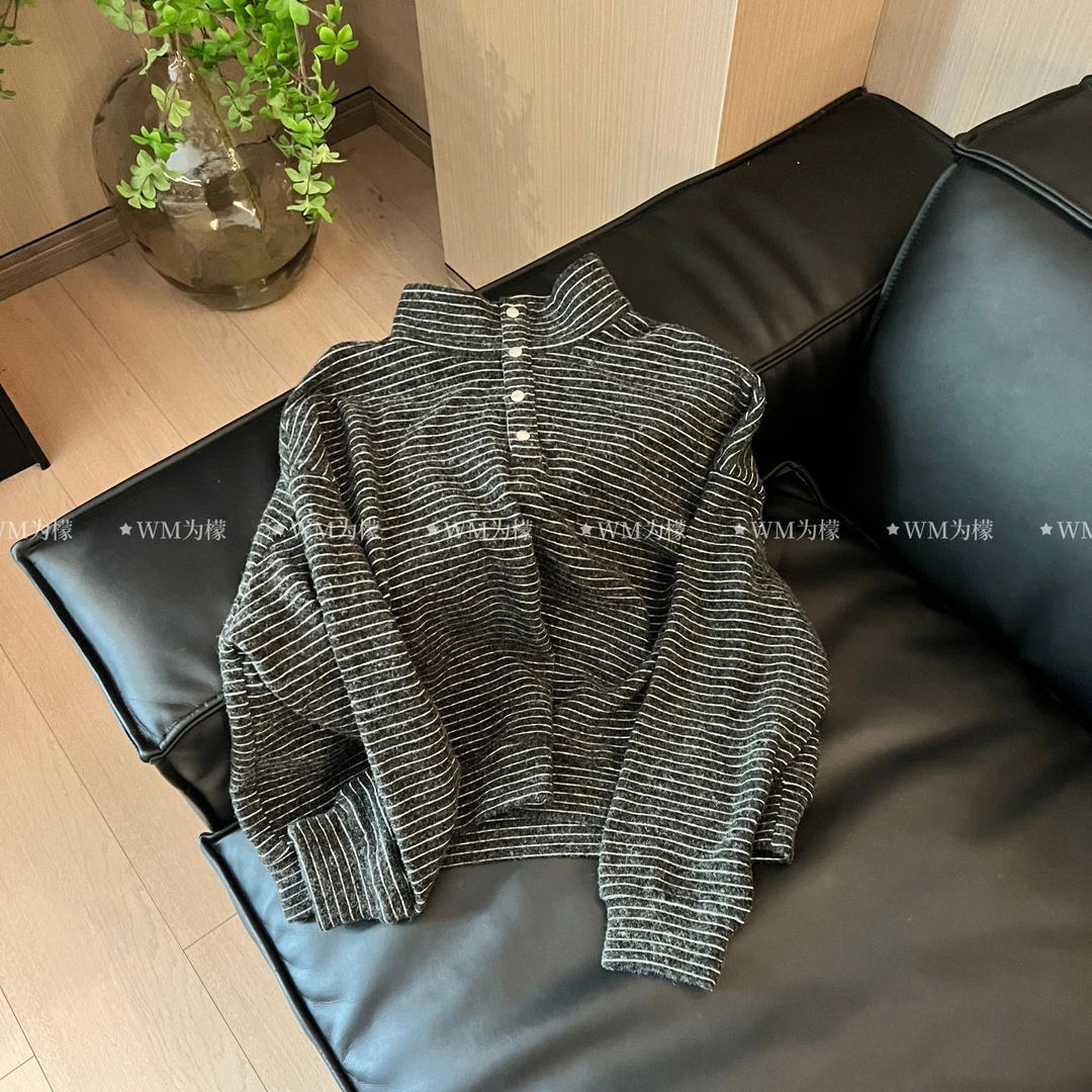 WMeng.【立领横条绒绒衣】极简百搭立领双面绒绒衣