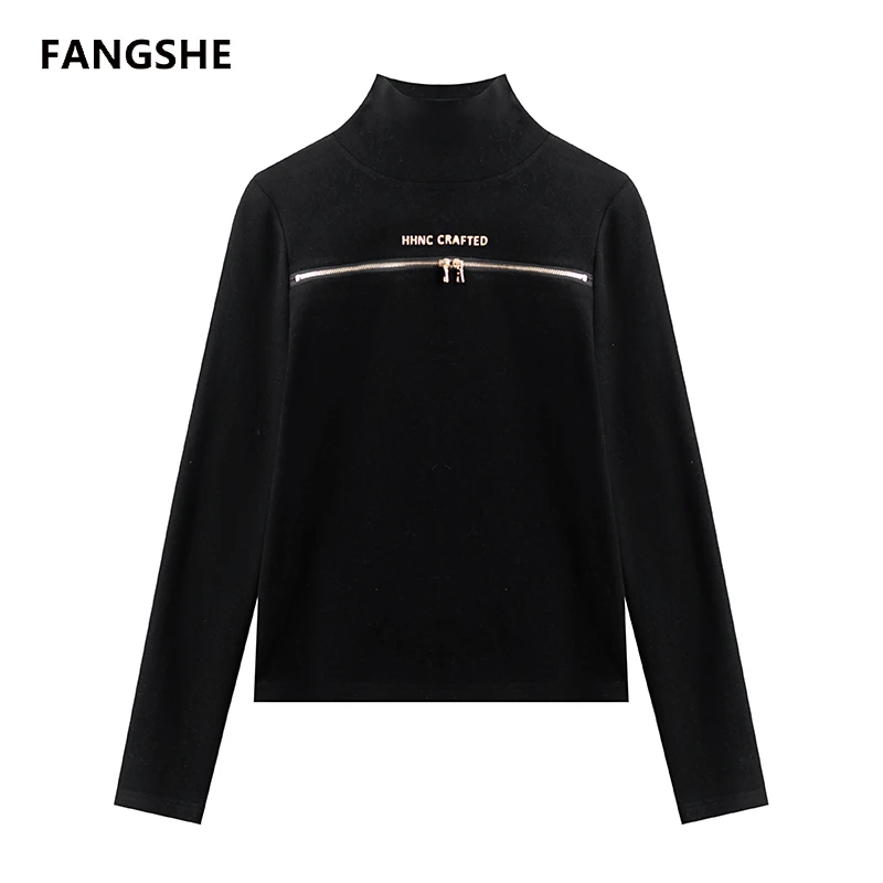 【清】【私人高定】设计款高领字母双头拉链拼接磨毛绒长袖T恤A1360JJ