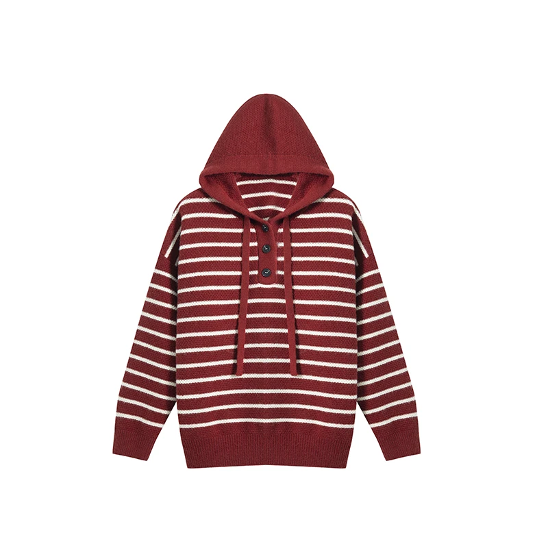 【私人高定】连帽条纹三粒扣减龄显瘦针织衫A2251YB