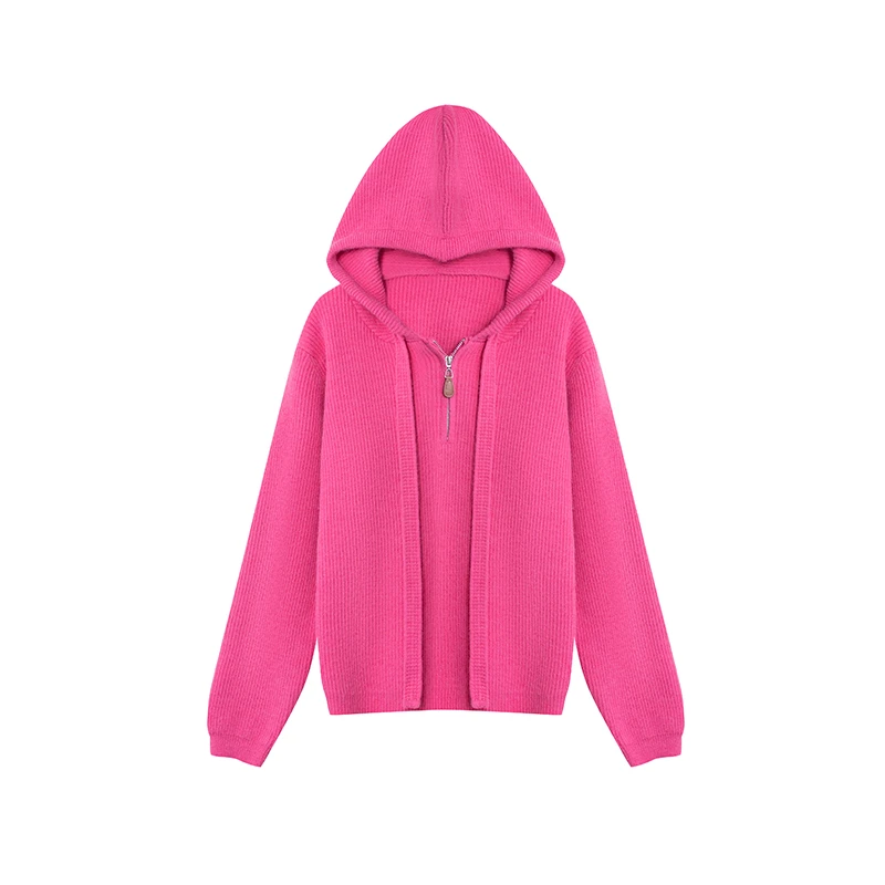 【私人高定】连帽半拉链系带减龄百搭针织衫A2573