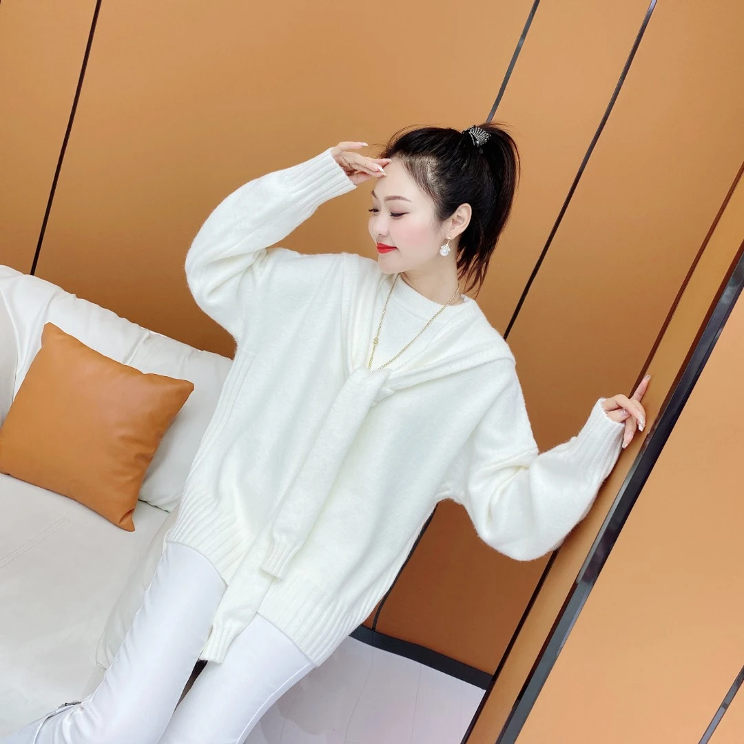 【大约在冬季】披肩圆领前短后长针织毛衣FS-1163