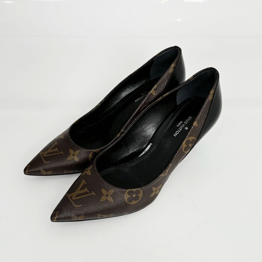 95新 LouisVuitton/路易威登 35码/LV/ 老花高跟鞋/98新/jm09019