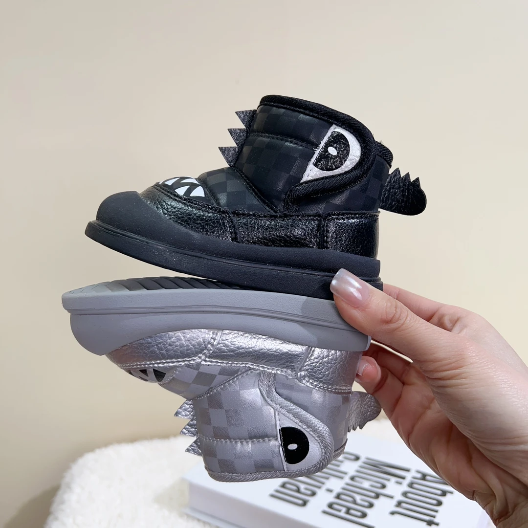 男童冬季皮面防水雪地靴宝宝软底防滑学步鞋儿童加绒加厚保暖棉靴