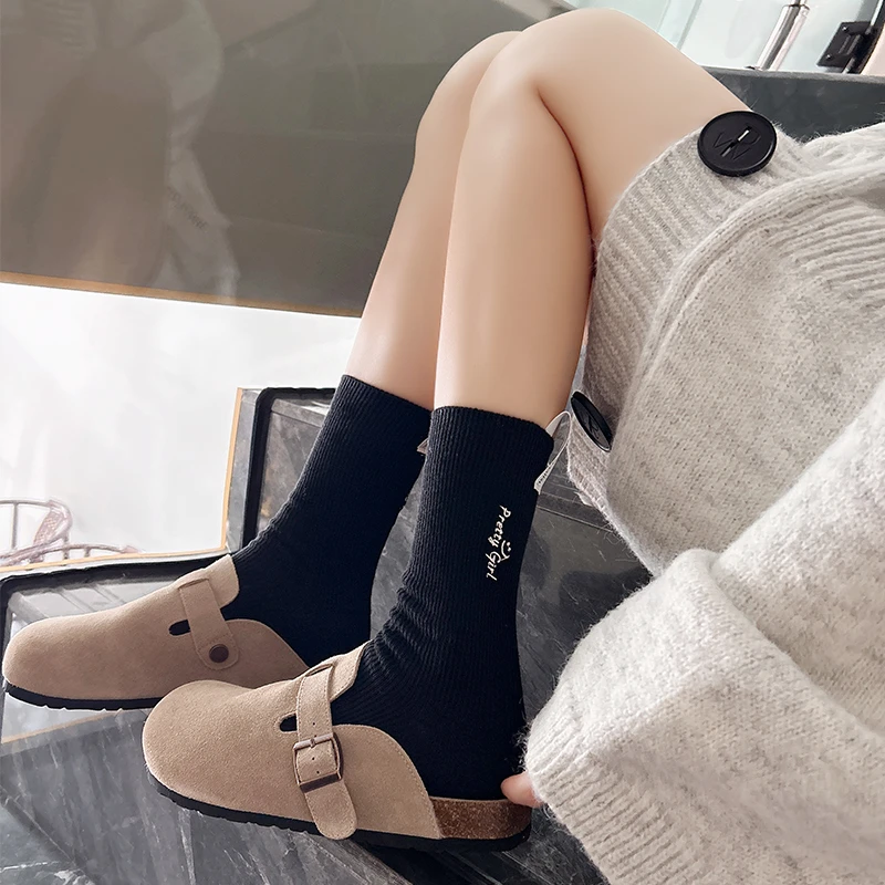 【骞程】韩版春秋袜子女四季东大门刺绣饰品袜长袜子合集