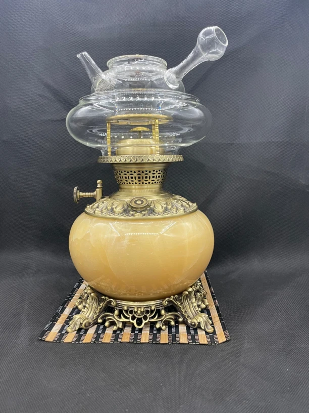 精品空气灯酥油煤油灯烧水煮茶炉黄铜天然玉石新款功夫茶具茶艺